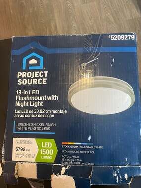 Project Source 13-in LED Flushmount Light with Night Light #5209279